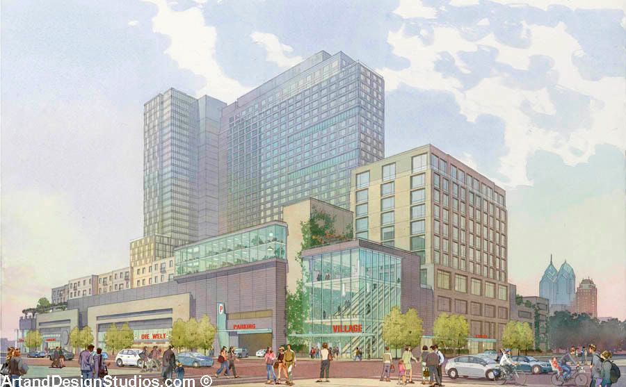 rendering of a mixed-use development